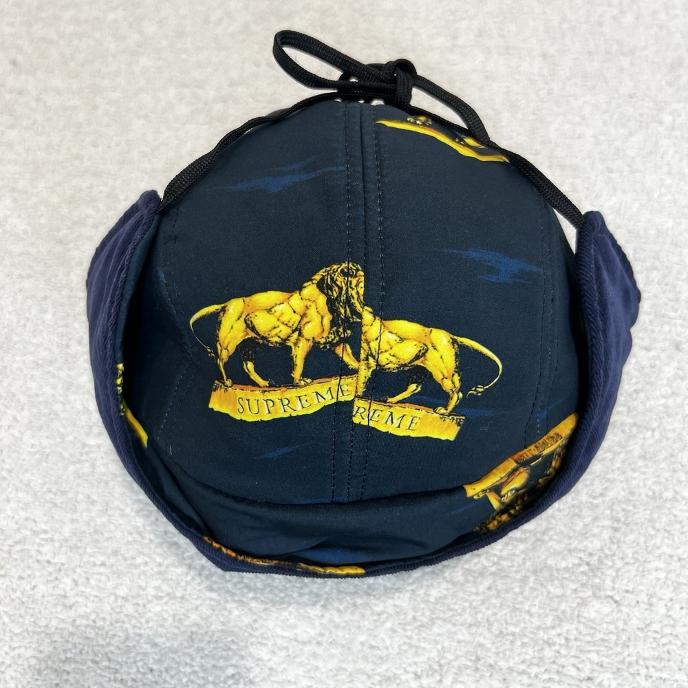 Supreme Lions Trail Hat S/M Navy Gold Earflap Camp Cap Box Logo FW13H65 NWT⁠ - Picture 4 of 9